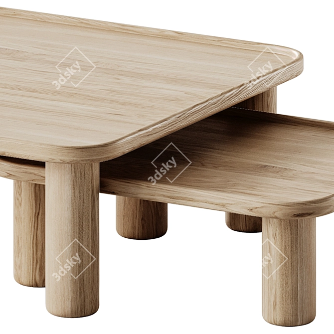 Modern Teulat NEST Wooden Tables 3D model image 3