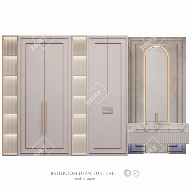 Custom Bathroom Furniture Set 3D model image 1