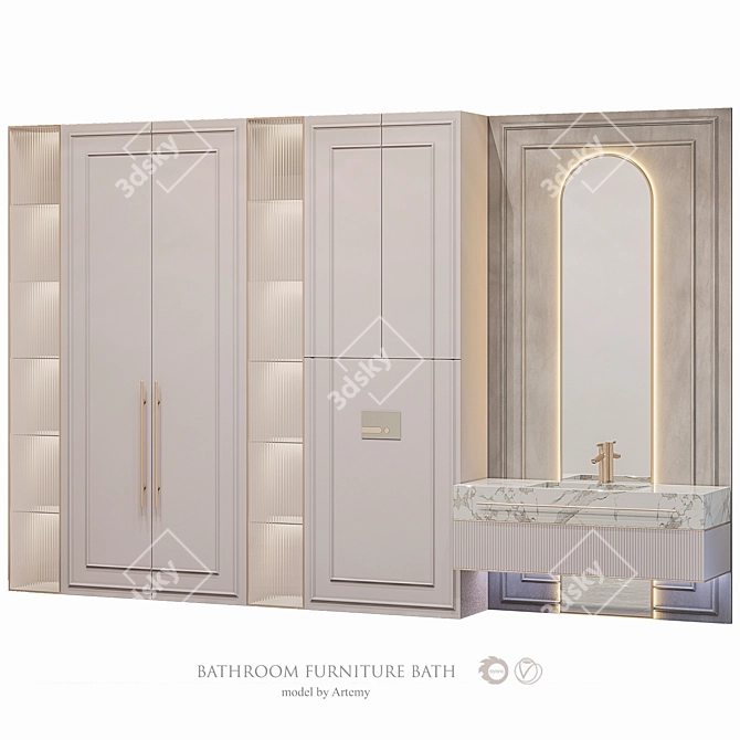 Custom Bathroom Furniture Set 3D model image 3