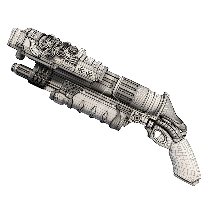 Retro Sci-Fi Blaster - Vintage Space Gun 3D model image 2