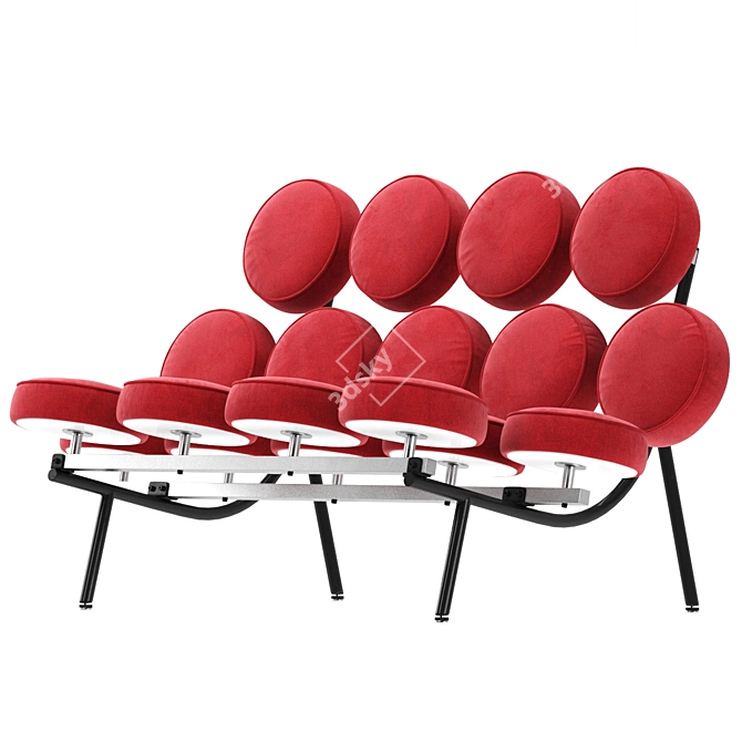 Modern Red Velvet Sofa Vray 3D model image 2