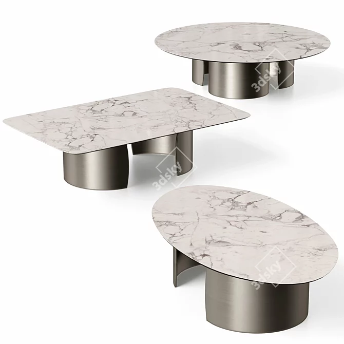 Petalo 40 Glass and Marble Tables 3D model image 11