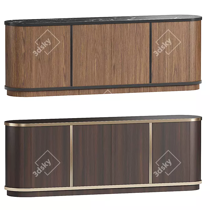 Modern Brown Wooden Sideboard Cabinet 3D model image 1