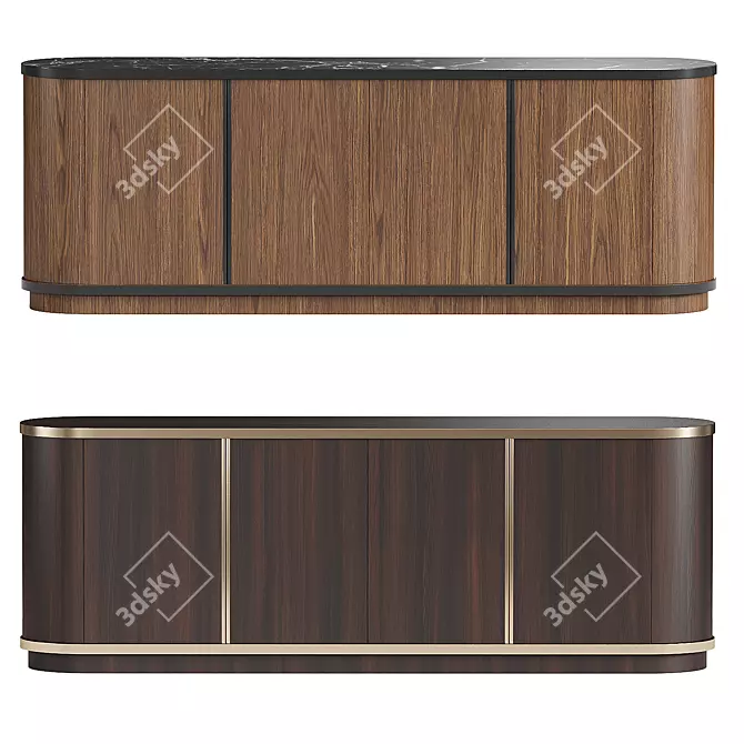 Modern Brown Wooden Sideboard Cabinet 3D model image 2