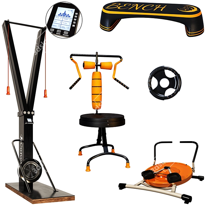 Realistic Gym Equipment 3D Model 3D model image 1