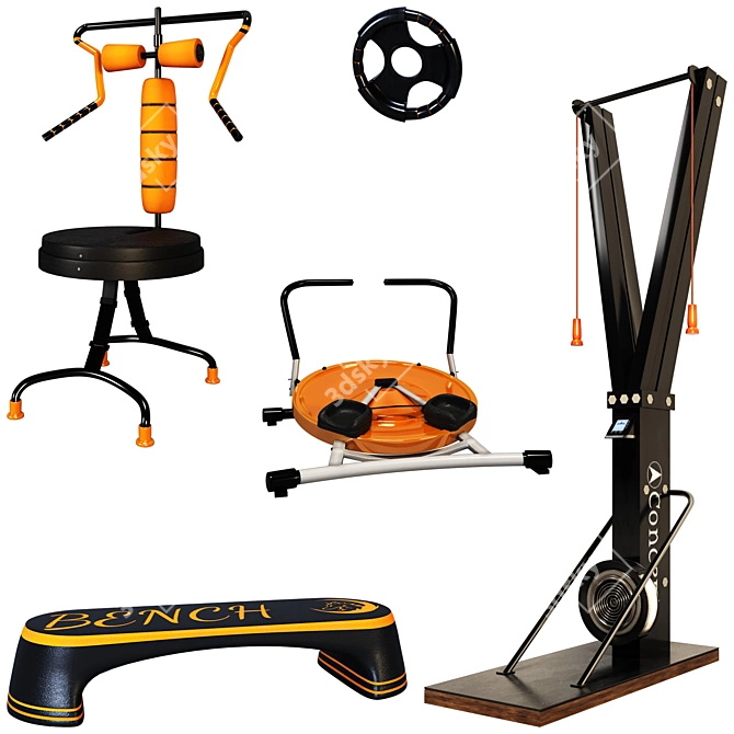 Realistic Gym Equipment 3D Model 3D model image 2