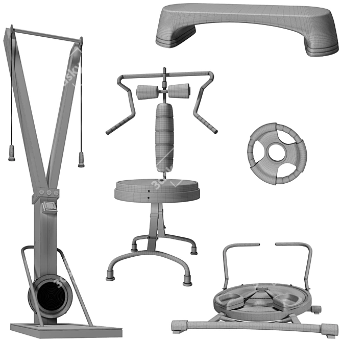 Realistic Gym Equipment 3D Model 3D model image 4