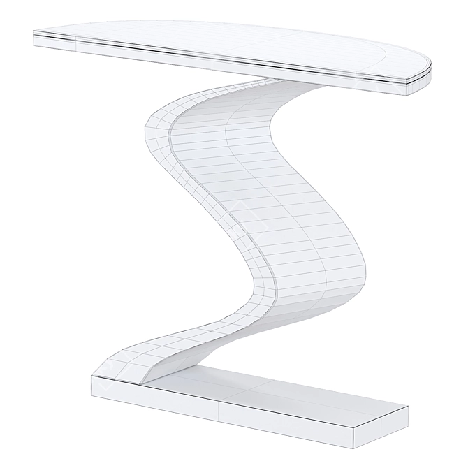 Modern White Gold Curved Console 3D model image 2