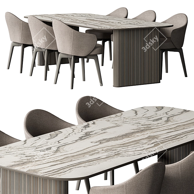 Stone Dining Table Set 37 3D model image 4