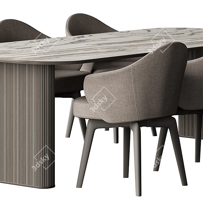 Stone Dining Table Set 37 3D model image 6