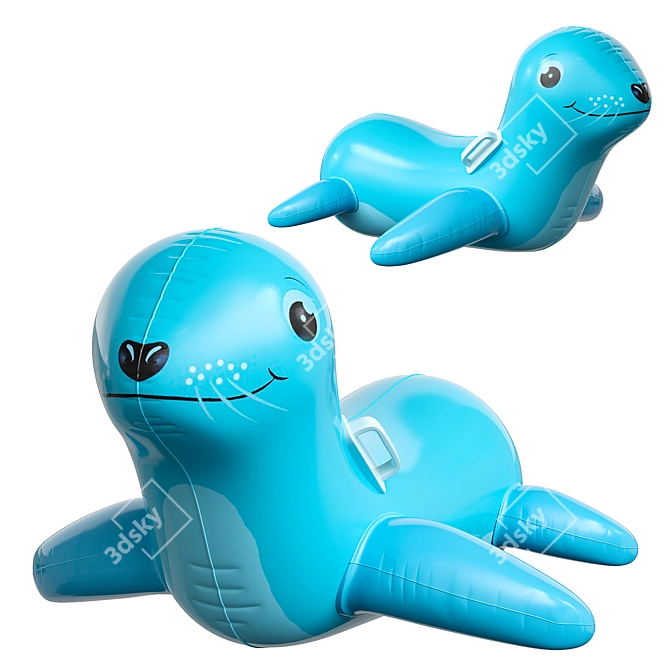 Blue Sea Lion Inflatable Rider 3D model image 1