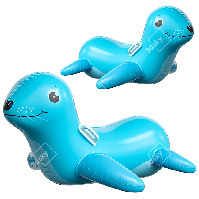 Blue Sea Lion Inflatable Rider 3D model image 2