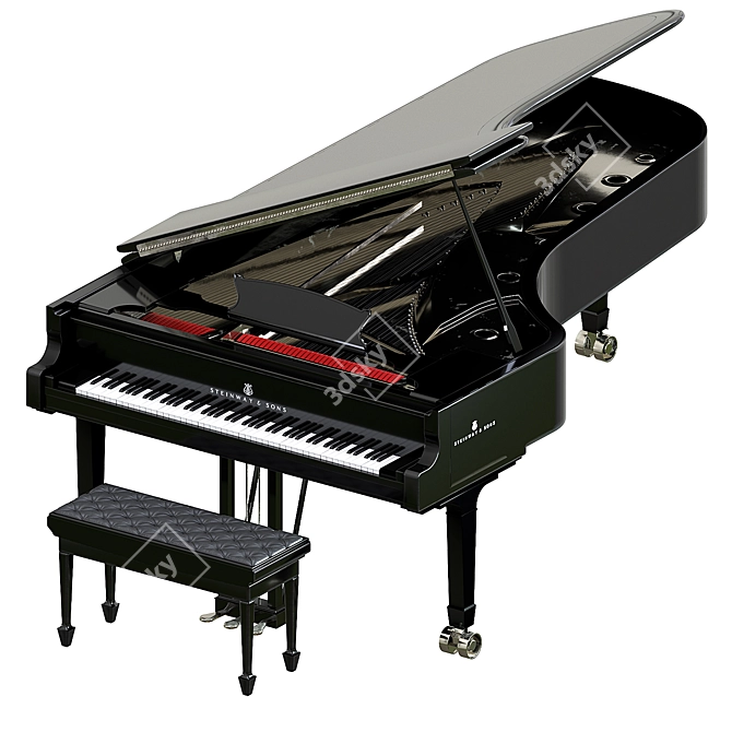 Sleek Steinway Black Piano 2015 3D model image 4