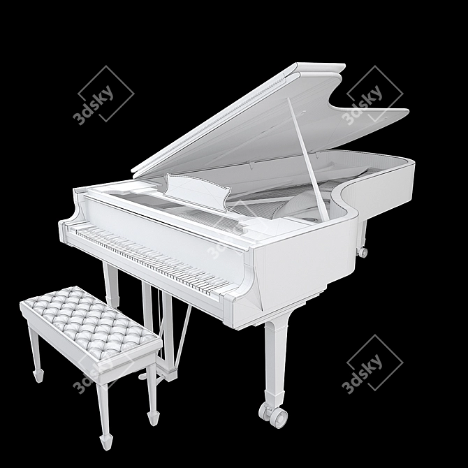 Sleek Steinway Black Piano 2015 3D model image 7