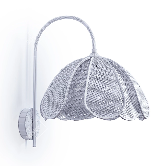 Rattan and Metal Petal Wall Sconce 3D model image 2