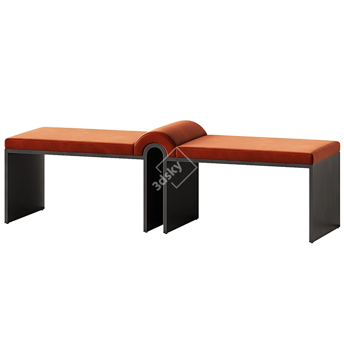 Velvet Bronze Arc Bench 3D model image 3