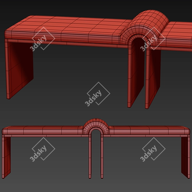 Velvet Bronze Arc Bench 3D model image 4