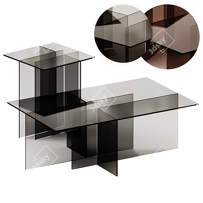 Sophisticated Anouk Glass Tables Set 3D model image 1