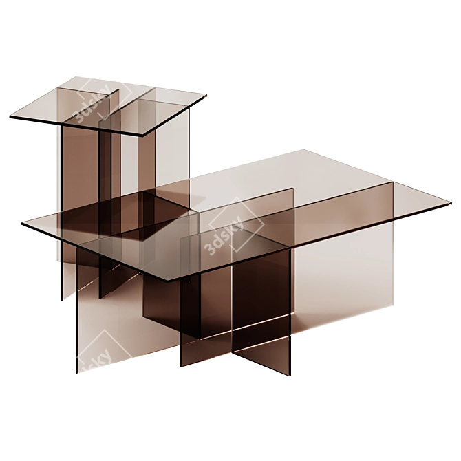 Sophisticated Anouk Glass Tables Set 3D model image 2