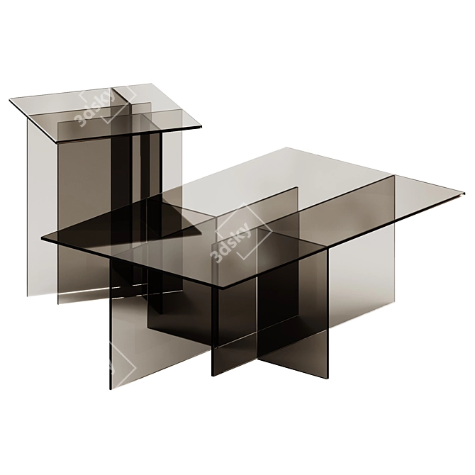 Sophisticated Anouk Glass Tables Set 3D model image 3