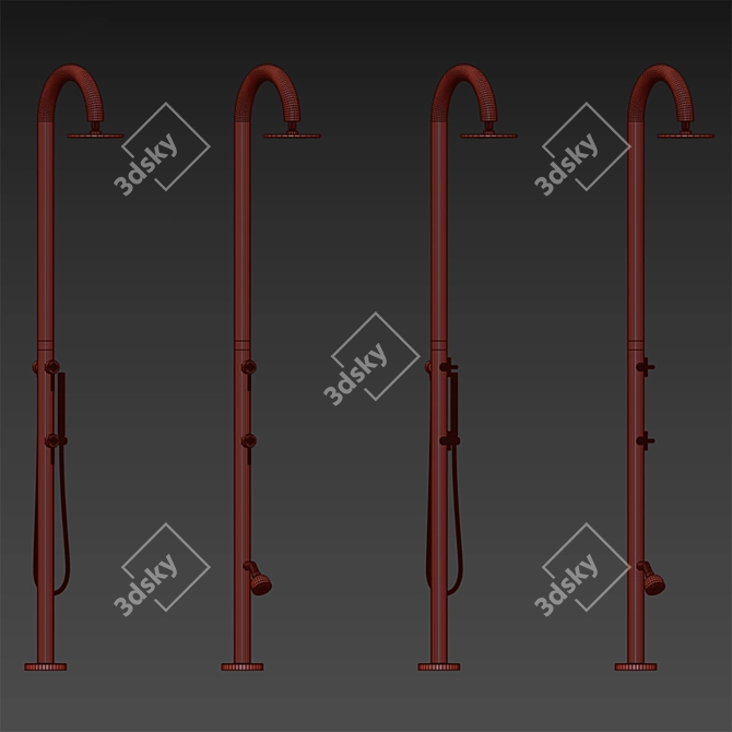 Marine-Grade Steel Outdoor Shower 3D model image 5