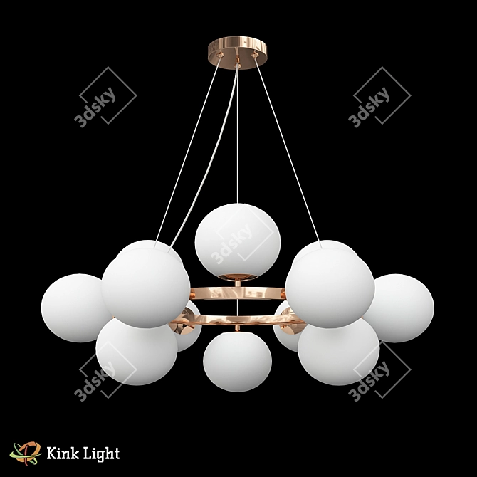 Scandinavian Style Chandelier, French Gold 3D model image 1