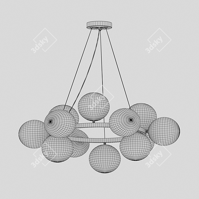 Scandinavian Style Chandelier, French Gold 3D model image 2