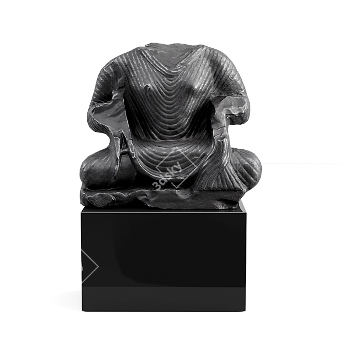 Serene Buddha Torso Sculpture 3D model image 4