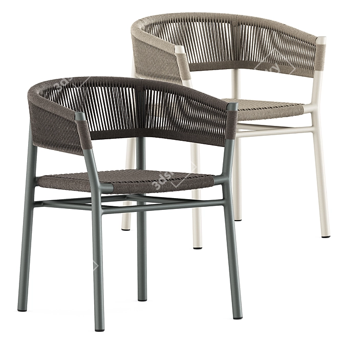 Modern Aluminum Kilt Dining Armchair 3D model image 2