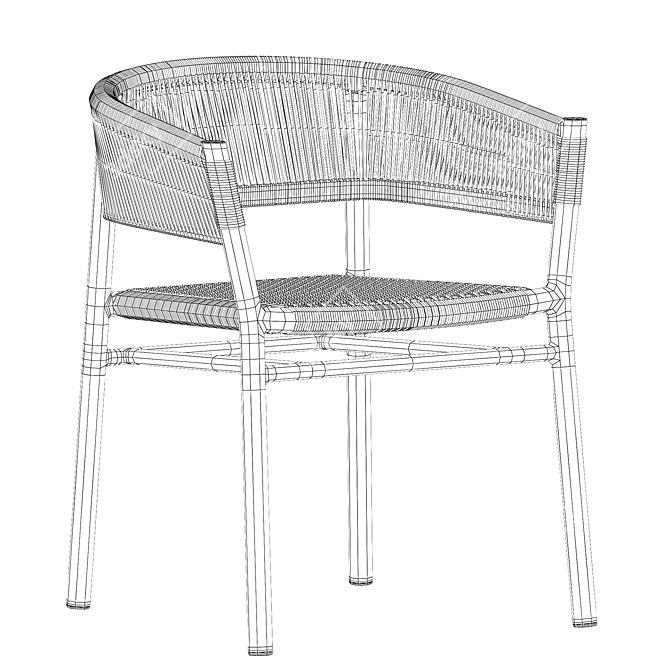 Modern Aluminum Kilt Dining Armchair 3D model image 7