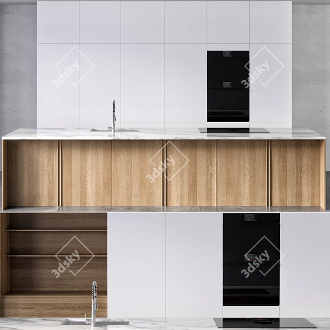 Modern Kitchen Set with Appliances 3D model image 3