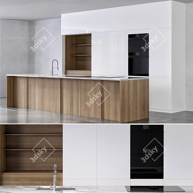 Modern Kitchen Set with Appliances 3D model image 4