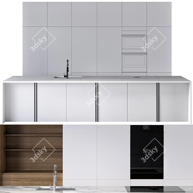 Modern Kitchen Set with Appliances 3D model image 6