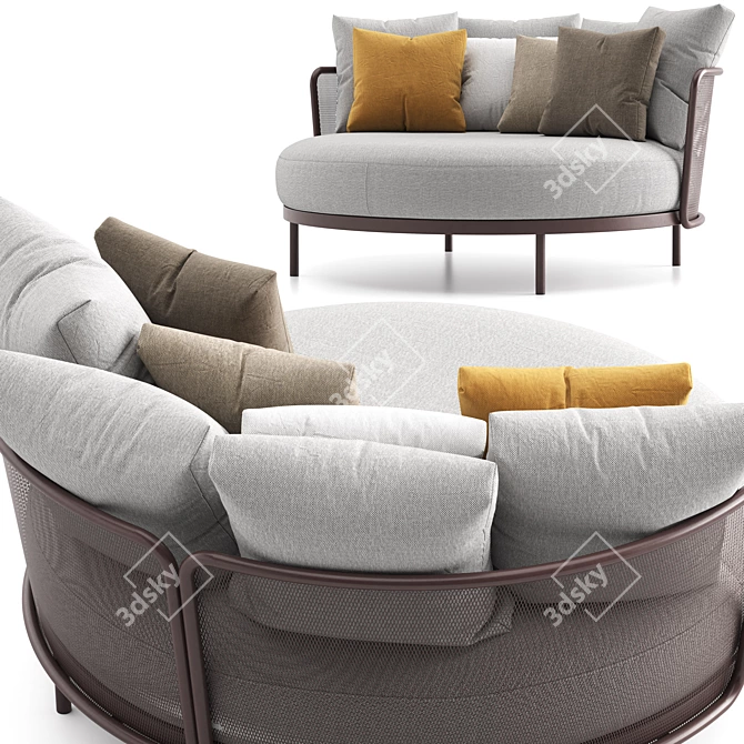 Sleek Comfort Round Daybed 3D model image 5