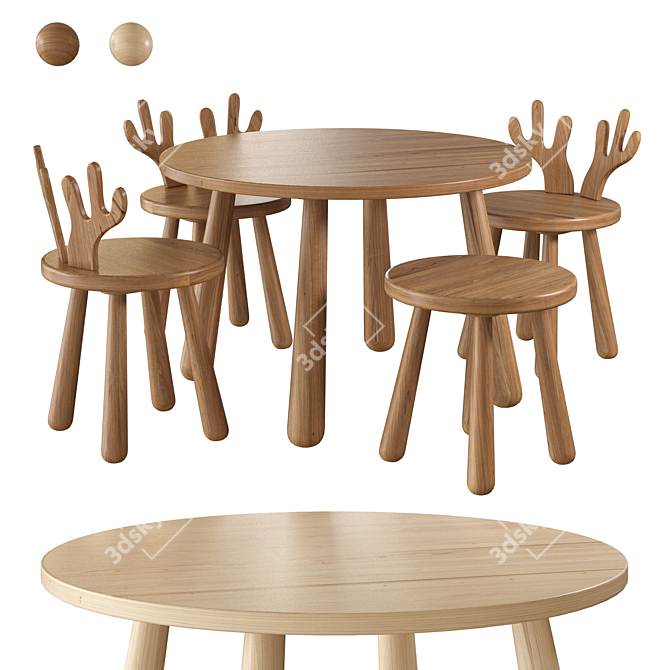 Kids Hornback Furniture Set 3D model image 1