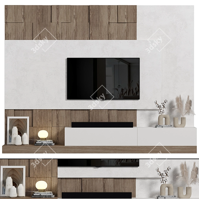 Modern Modular 4K TV Wall 3D model image 1