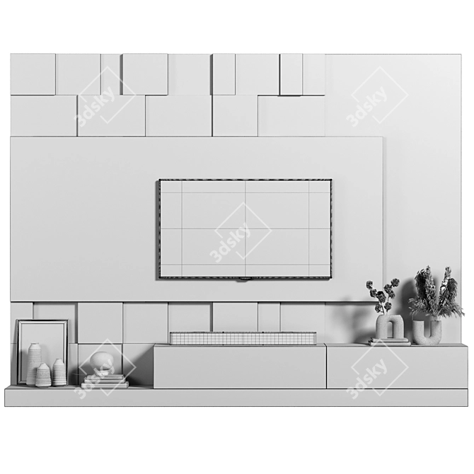 Modern Modular 4K TV Wall 3D model image 4