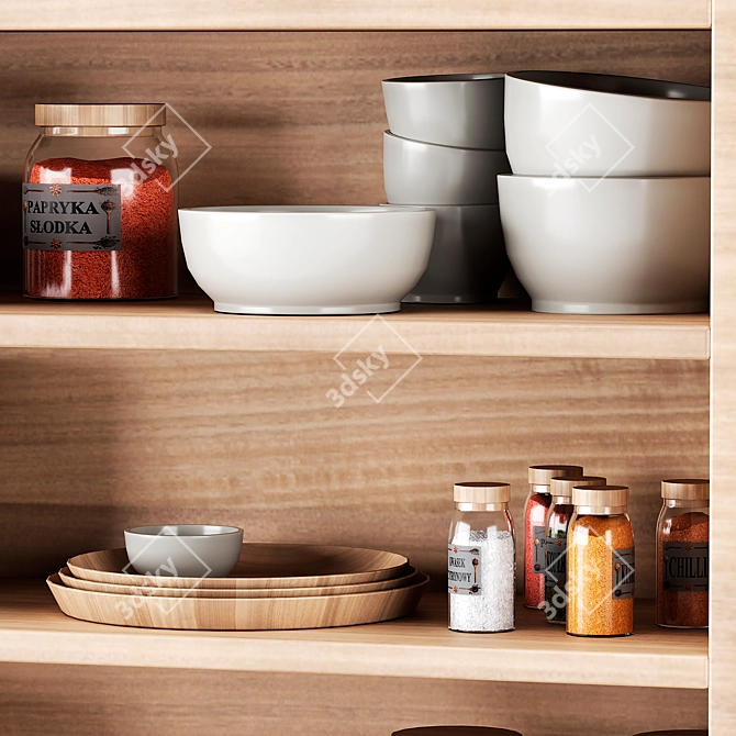 Kitchen Decor Set with Spices 3D model image 4