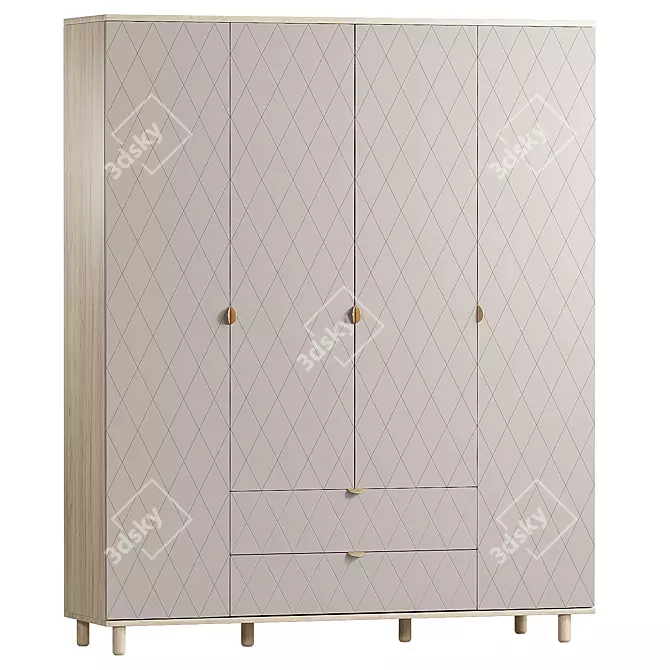 Diamond Santiago Four-Door Wardrobe 3D model image 1