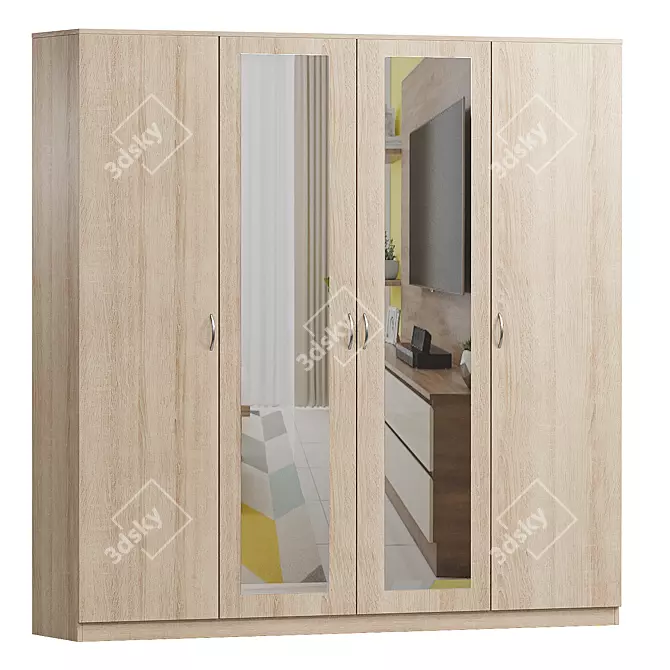 Light-4 Swing Door Wardrobe 3D model image 1