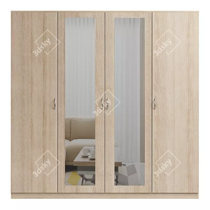 Light-4 Swing Door Wardrobe 3D model image 2