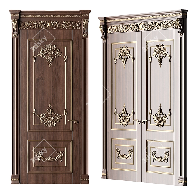 Baroque Style Classic Doors 3D model image 1