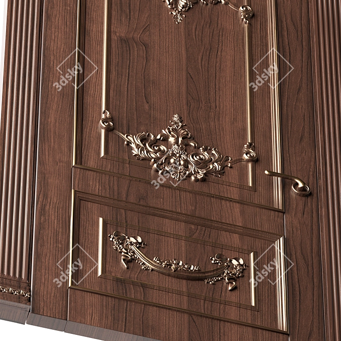 Baroque Style Classic Doors 3D model image 3