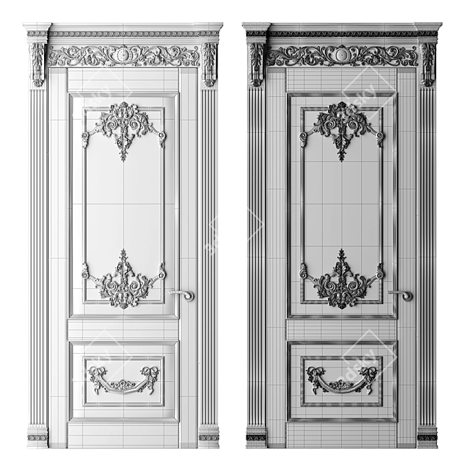 Baroque Style Classic Doors 3D model image 4