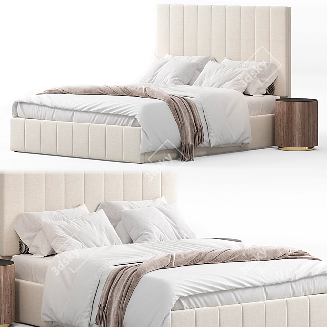 Elegance Upholstered Storage Bed 3D model image 2