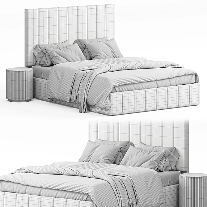 Elegance Upholstered Storage Bed 3D model image 5