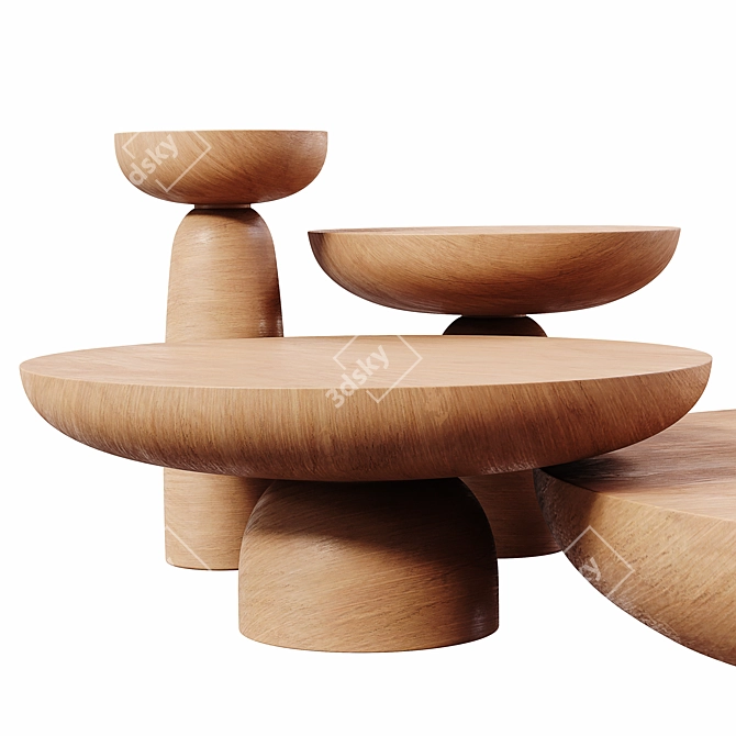 Elegant 3-Piece Coffee Table Set 3D model image 3