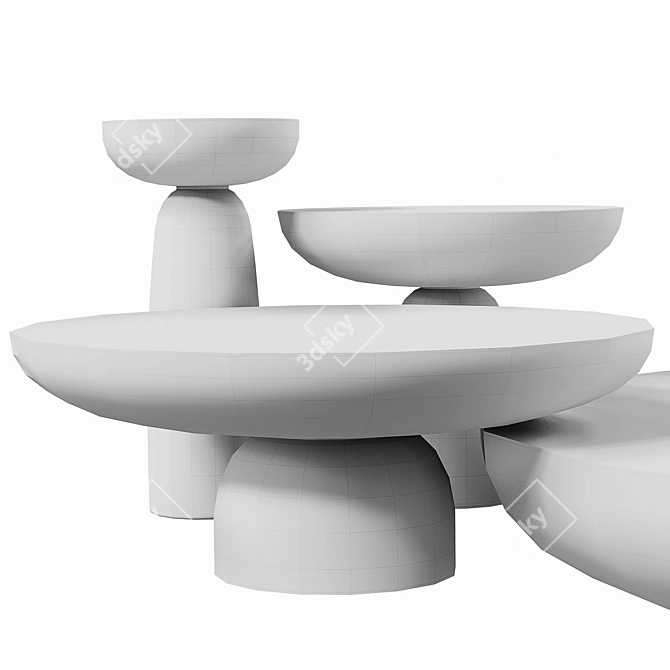 Elegant 3-Piece Coffee Table Set 3D model image 4