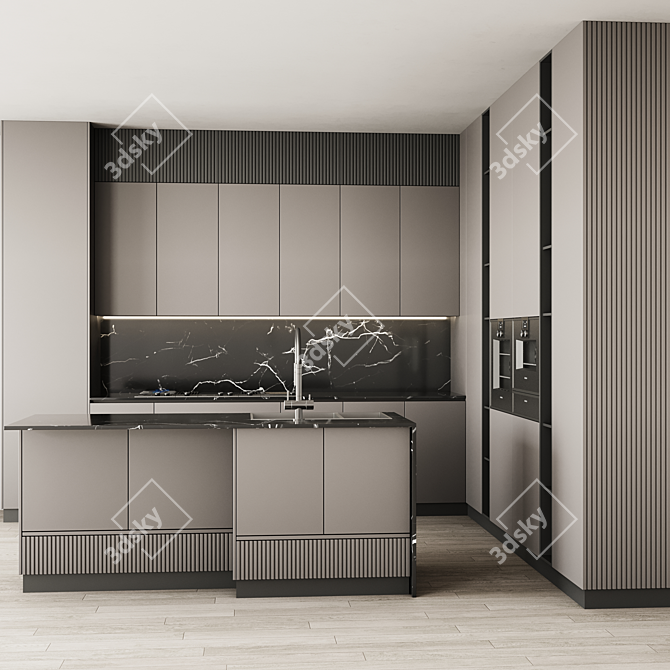 Modern Island Kitchen 2015 Set 3D model image 1