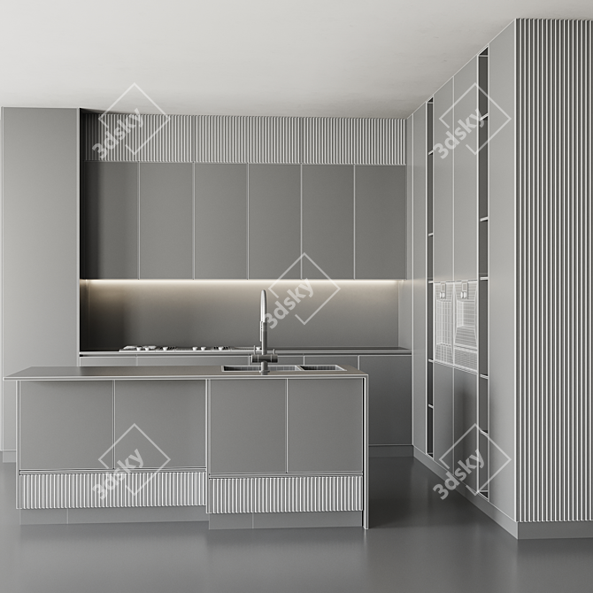 Modern Island Kitchen 2015 Set 3D model image 4